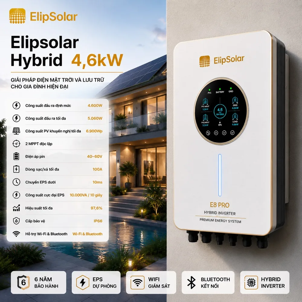 Biến tần Hybrid ELIPSOLAR 4.6kW ELS-H1L-46 — ảnh 1