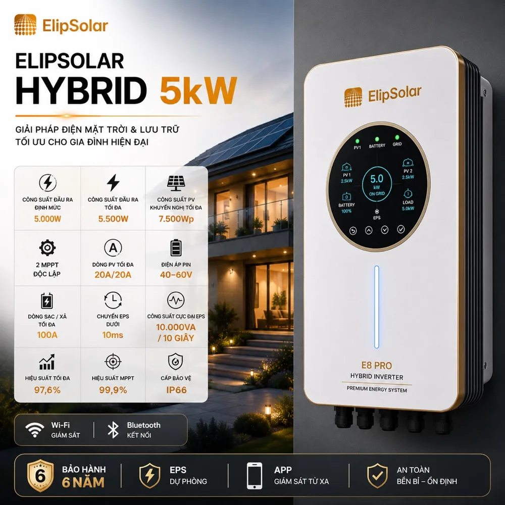 Biến tần Hybrid ELIPSOLAR 5kW ELS-H1L-50 — ảnh 1
