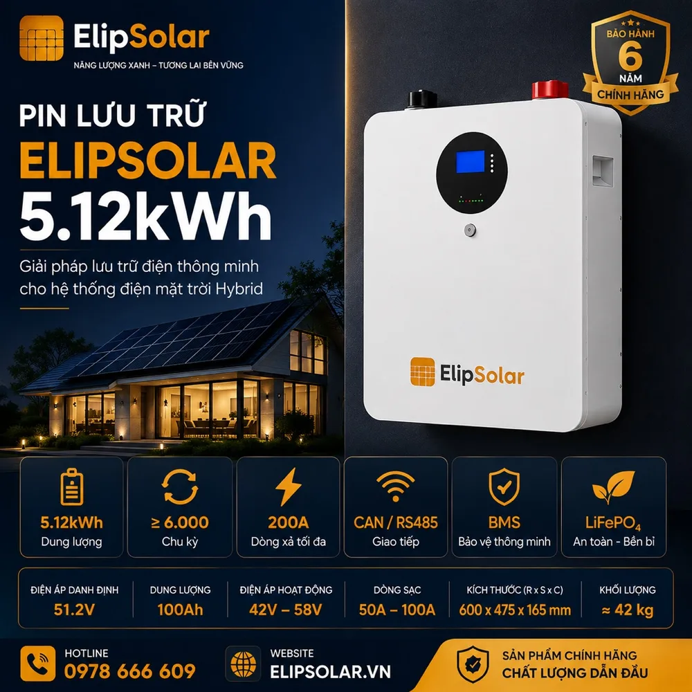 Pin lưu trữ ELIPSOLAR 5,12kWh — ảnh 1